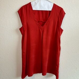 Anthropologie Red Sleeveless Boxy Blouse Size Small